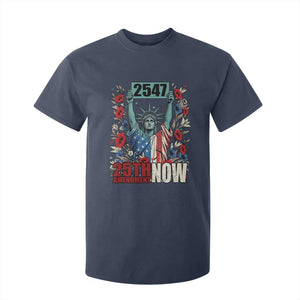 25th Amendment Now 2547 T Shirt For Kid Statue of Liberty Floral Political Statement Graphic TS02 Navy Print Your Wear