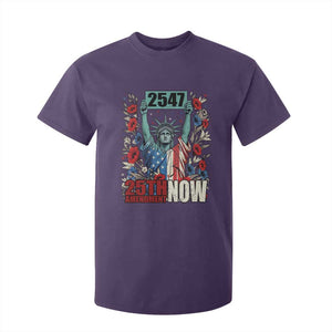 25th Amendment Now 2547 T Shirt For Kid Statue of Liberty Floral Political Statement Graphic TS02 Purple Print Your Wear