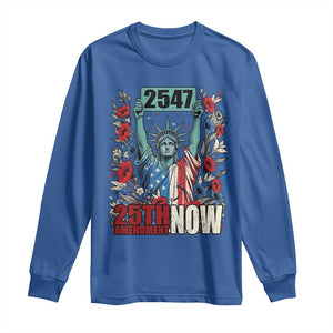 25th Amendment Now 2547 Long Sleeve Shirt Statue of Liberty Floral Political Statement Graphic TS02 Royal Blue Print Your Wear
