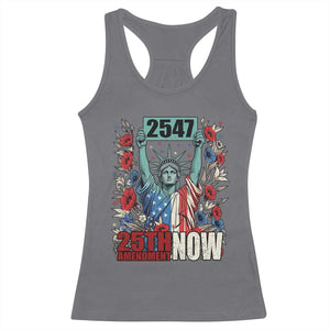 25th Amendment Now 2547 Racerback Tank Top Statue of Liberty Floral Political Statement Graphic TS02 Charcoal Print Your Wear