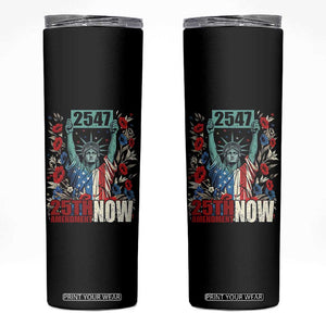25th Amendment Now 2547 Skinny Tumbler Statue of Liberty Floral Political Statement Graphic TS02 Black Print Your Wear