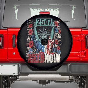 25th Amendment Now 2547 Spare Tire Cover Statue of Liberty Floral Political Statement Graphic TS02 Black Print Your Wear