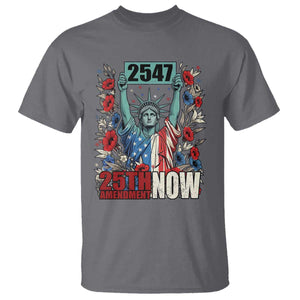25th Amendment Now 2547 T Shirt Statue of Liberty Floral Political Statement Graphic TS02 Charcoal Print Your Wear