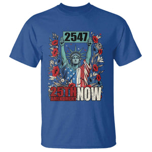 25th Amendment Now 2547 T Shirt Statue of Liberty Floral Political Statement Graphic TS02 Royal Blue Print Your Wear