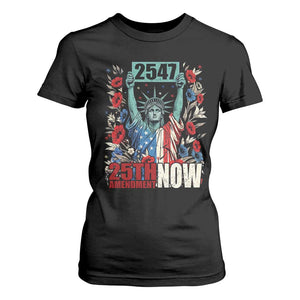 25th Amendment Now 2547 T Shirt For Women Statue of Liberty Floral Political Statement Graphic TS02 Black Print Your Wear