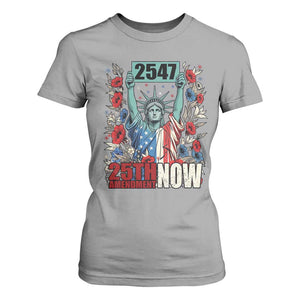 25th Amendment Now 2547 T Shirt For Women Statue of Liberty Floral Political Statement Graphic TS02 Sport Gray Print Your Wear