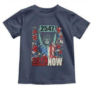 25th Amendment Now 2547 Toddler T Shirt Statue of Liberty Floral Political Statement Graphic TS02 Navy Print Your Wear