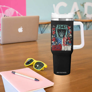 25th Amendment Now 2547 Tumbler With Handle Statue of Liberty Floral Political Statement Graphic TS02 Print Your Wear