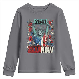25th Amendment Now 2547 Youth Sweatshirt Statue of Liberty Floral Political Statement Graphic TS02 Charcoal Print Your Wear