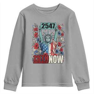 25th Amendment Now 2547 Youth Sweatshirt Statue of Liberty Floral Political Statement Graphic TS02 Sport Gray Print Your Wear