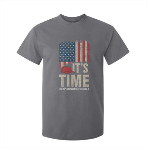 It's Time The 25th Amendment T Shirt For Kid Article II Red Hat Distressed American Flag Graphic TS02 Charcoal Print Your Wear