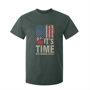 It's Time The 25th Amendment T Shirt For Kid Article II Red Hat Distressed American Flag Graphic TS02 Dark Forest Green Print Your Wear