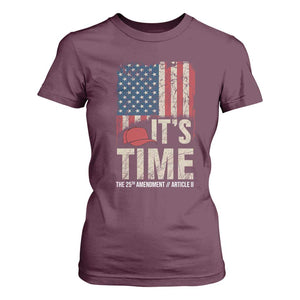 It's Time The 25th Amendment T Shirt For Women Article II Red Hat Distressed American Flag Graphic TS02 Maroon Print Your Wear