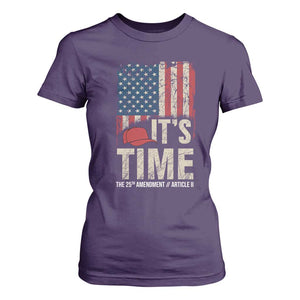 It's Time The 25th Amendment T Shirt For Women Article II Red Hat Distressed American Flag Graphic TS02 Purple Print Your Wear