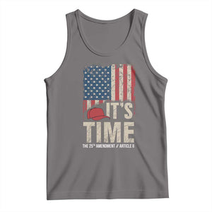 It's Time The 25th Amendment Tank Top Article II Red Hat Distressed American Flag Graphic TS02 Deep Heather Print Your Wear
