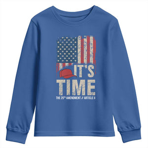 It's Time The 25th Amendment Youth Sweatshirt Article II Red Hat Distressed American Flag Graphic TS02 Royal Blue Print Your Wear