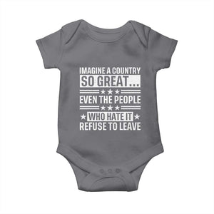 Patriotic American Pride Typography Graphic Baby Onesie Imagine A Country So Great Sarcasm TS02 Charcoal Print Your Wear
