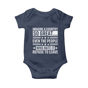Patriotic American Pride Typography Graphic Baby Onesie Imagine A Country So Great Sarcasm TS02 Navy Print Your Wear