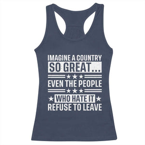 Patriotic American Pride Typography Graphic Racerback Tank Top Imagine A Country So Great Sarcasm TS02 Navy Print Your Wear