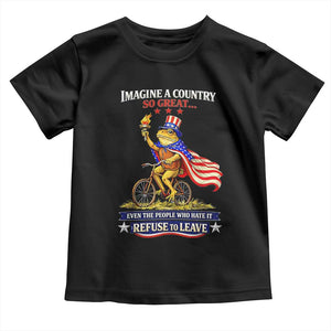 Proud American Humor Patriotic Frog On Bicycle Graphic Toddler T Shirt Imagine A Country So Great Pride TS02 Black Print Your Wear