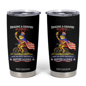 Proud American Humor Patriotic Frog On Bicycle Graphic Tumbler Cup Imagine A Country So Great Pride TS02 Black Print Your Wear