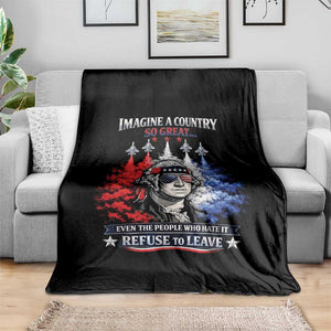 Patriotic George Washington Sunglasses and Fighter Jets Throw Blanket Imagine A Country So Great Pride TS02 Print Your Wear