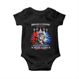 Patriotic George Washington Sunglasses and Fighter Jets Baby Onesie Imagine A Country So Great Pride TS02 Black Print Your Wear