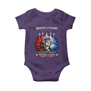 Patriotic George Washington Sunglasses and Fighter Jets Baby Onesie Imagine A Country So Great Pride TS02 Purple Print Your Wear
