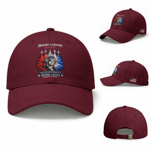 Patriotic George Washington Sunglasses and Fighter Jets Baseball Cap Imagine A Country So Great Pride TS02 Baseball Cap Universal Fit Maroon Print Your Wear
