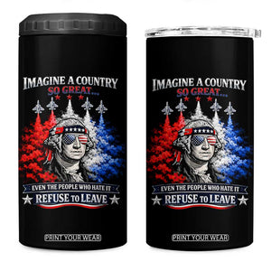 Patriotic George Washington Sunglasses and Fighter Jets 4 in 1 Can Cooler Tumbler Imagine A Country So Great Pride TS02 One Size: 16 oz Black Print Your Wear