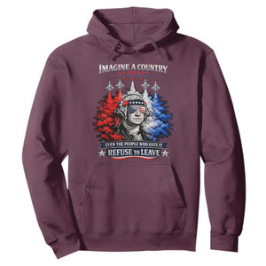 Patriotic George Washington Sunglasses and Fighter Jets Hoodie Imagine A Country So Great Pride TS02 Maroon Print Your Wear