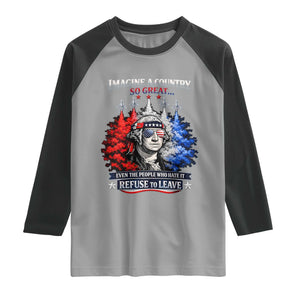 Patriotic George Washington Sunglasses and Fighter Jets Raglan Shirt Imagine A Country So Great Pride TS02 Sport Gray Black Print Your Wear