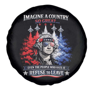 Patriotic George Washington Sunglasses and Fighter Jets Spare Tire Cover Imagine A Country So Great Pride TS02 Print Your Wear