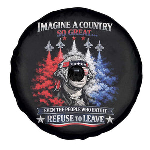 Patriotic George Washington Sunglasses and Fighter Jets Spare Tire Cover Imagine A Country So Great Pride TS02 Print Your Wear