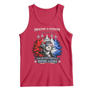 Patriotic George Washington Sunglasses and Fighter Jets Tank Top Imagine A Country So Great Pride TS02 Red Print Your Wear