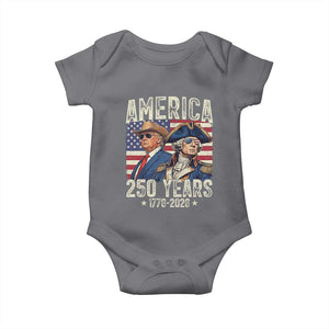 America Semiquincentennial George Washington and Trump Baby Onesie 250 Years 1776-2026 Patriotic Founding Fathers Legacy TS02 Charcoal Print Your Wear