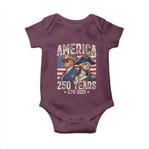 America Semiquincentennial George Washington and Trump Baby Onesie 250 Years 1776-2026 Patriotic Founding Fathers Legacy TS02 Maroon Print Your Wear