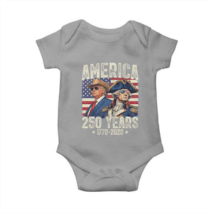 America Semiquincentennial George Washington and Trump Baby Onesie 250 Years 1776-2026 Patriotic Founding Fathers Legacy TS02 Sport Gray Print Your Wear