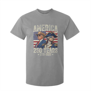 America Semiquincentennial George Washington and Trump T Shirt For Kid 250 Years 1776-2026 Patriotic Founding Fathers Legacy TS02 Sport Gray Print Your Wear