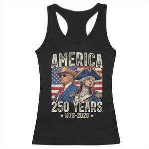 America Semiquincentennial George Washington and Trump Racerback Tank Top 250 Years 1776-2026 Patriotic Founding Fathers Legacy TS02 Black Print Your Wear