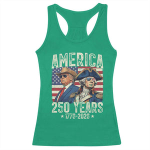 America Semiquincentennial George Washington and Trump Racerback Tank Top 250 Years 1776-2026 Patriotic Founding Fathers Legacy TS02 Irish Green Print Your Wear
