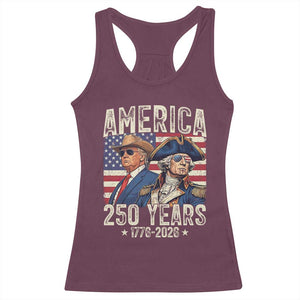 America Semiquincentennial George Washington and Trump Racerback Tank Top 250 Years 1776-2026 Patriotic Founding Fathers Legacy TS02 Maroon Print Your Wear