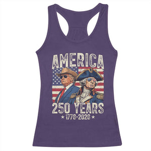America Semiquincentennial George Washington and Trump Racerback Tank Top 250 Years 1776-2026 Patriotic Founding Fathers Legacy TS02 Purple Print Your Wear