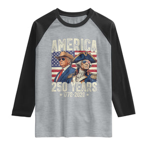 America Semiquincentennial George Washington and Trump Raglan Shirt 250 Years 1776-2026 Patriotic Founding Fathers Legacy TS02 Heather Gray Black Print Your Wear