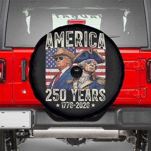 America Semiquincentennial George Washington and Trump Spare Tire Cover 250 Years 1776-2026 Patriotic Founding Fathers Legacy TS02 Black Print Your Wear