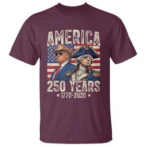 America Semiquincentennial George Washington and Trump T Shirt 250 Years 1776-2026 Patriotic Founding Fathers Legacy TS02 Maroon Print Your Wear