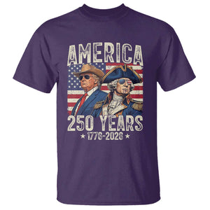 America Semiquincentennial George Washington and Trump T Shirt 250 Years 1776-2026 Patriotic Founding Fathers Legacy TS02 Purple Print Your Wear