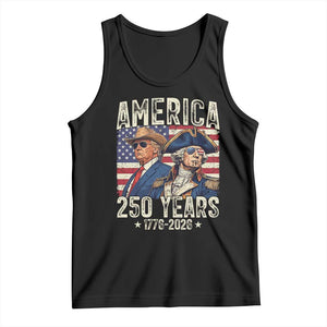 America Semiquincentennial George Washington and Trump Tank Top 250 Years 1776-2026 Patriotic Founding Fathers Legacy TS02 Black Print Your Wear