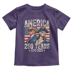 America Semiquincentennial George Washington and Trump Toddler T Shirt 250 Years 1776-2026 Patriotic Founding Fathers Legacy TS02 Purple Print Your Wear