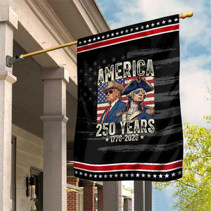 America Semiquincentennial George Washington and Trump Patriotic Garden Flag 250 Years 1776-2026 Patriotic Founding Fathers Legacy TS02 Distressed Black Red Print Your Wear